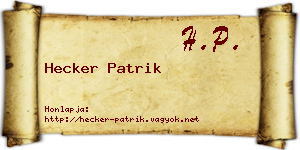 Hecker Patrik névjegykártya